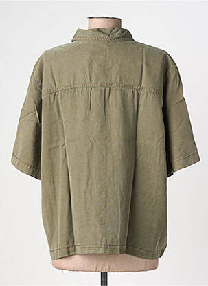 Chemisier tissage popeline manches courtes vert KAFFE femme