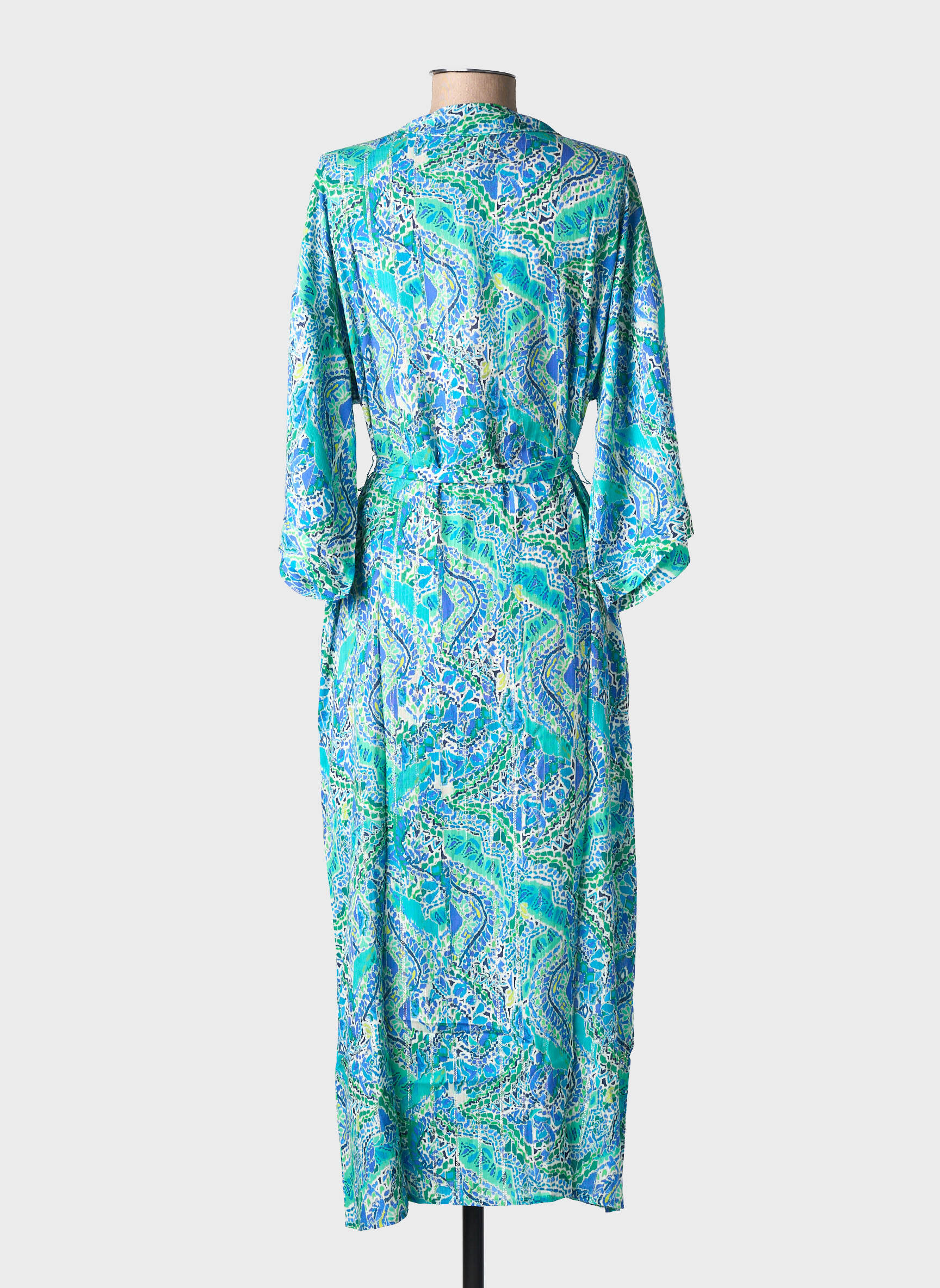 Veste kimono imprimé fantaisie bleu JULIE GUERLANDE femme