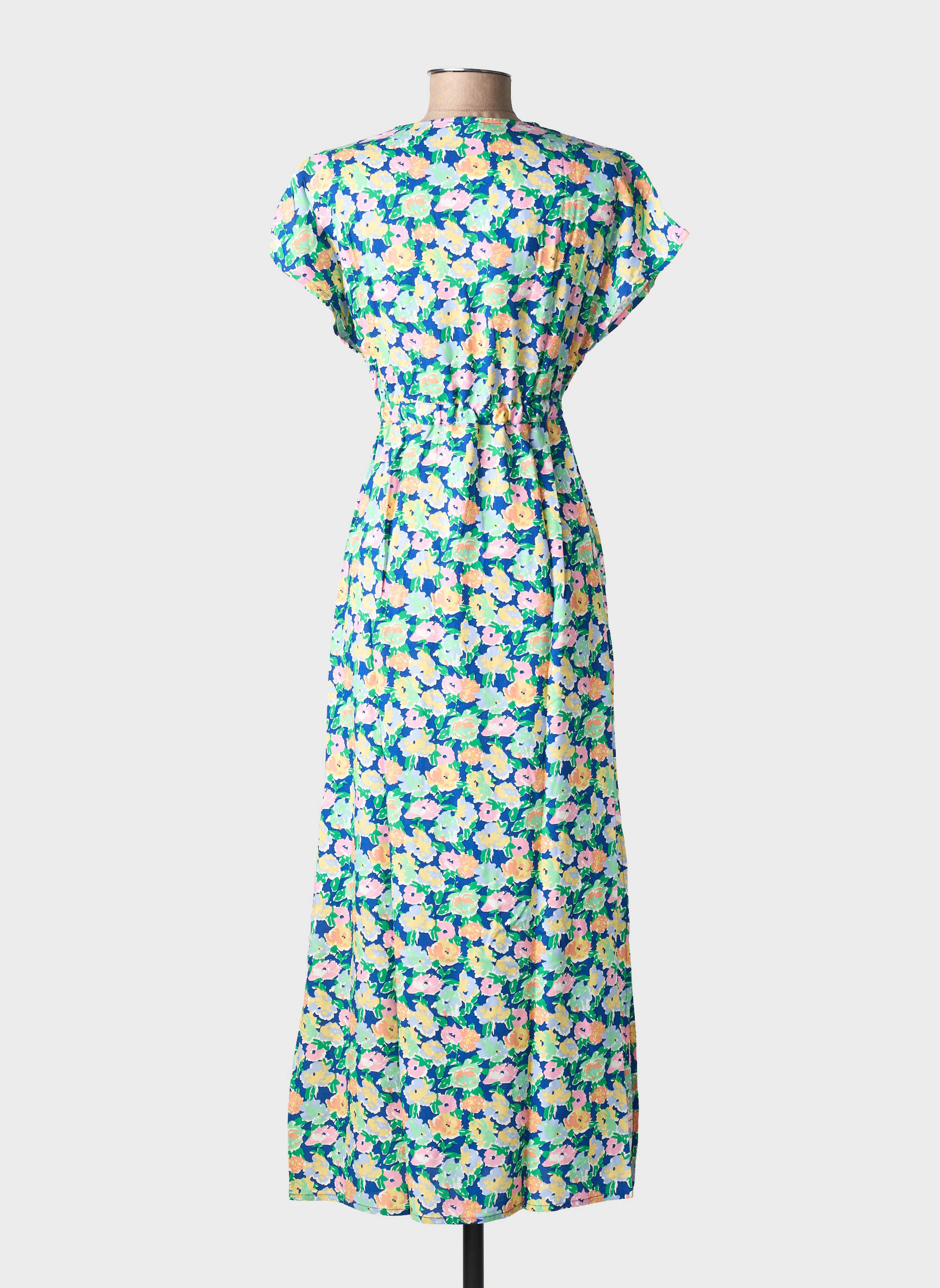 Robe longue manches courtes manches courtes bleu C'EST BEAU LA VIE femme