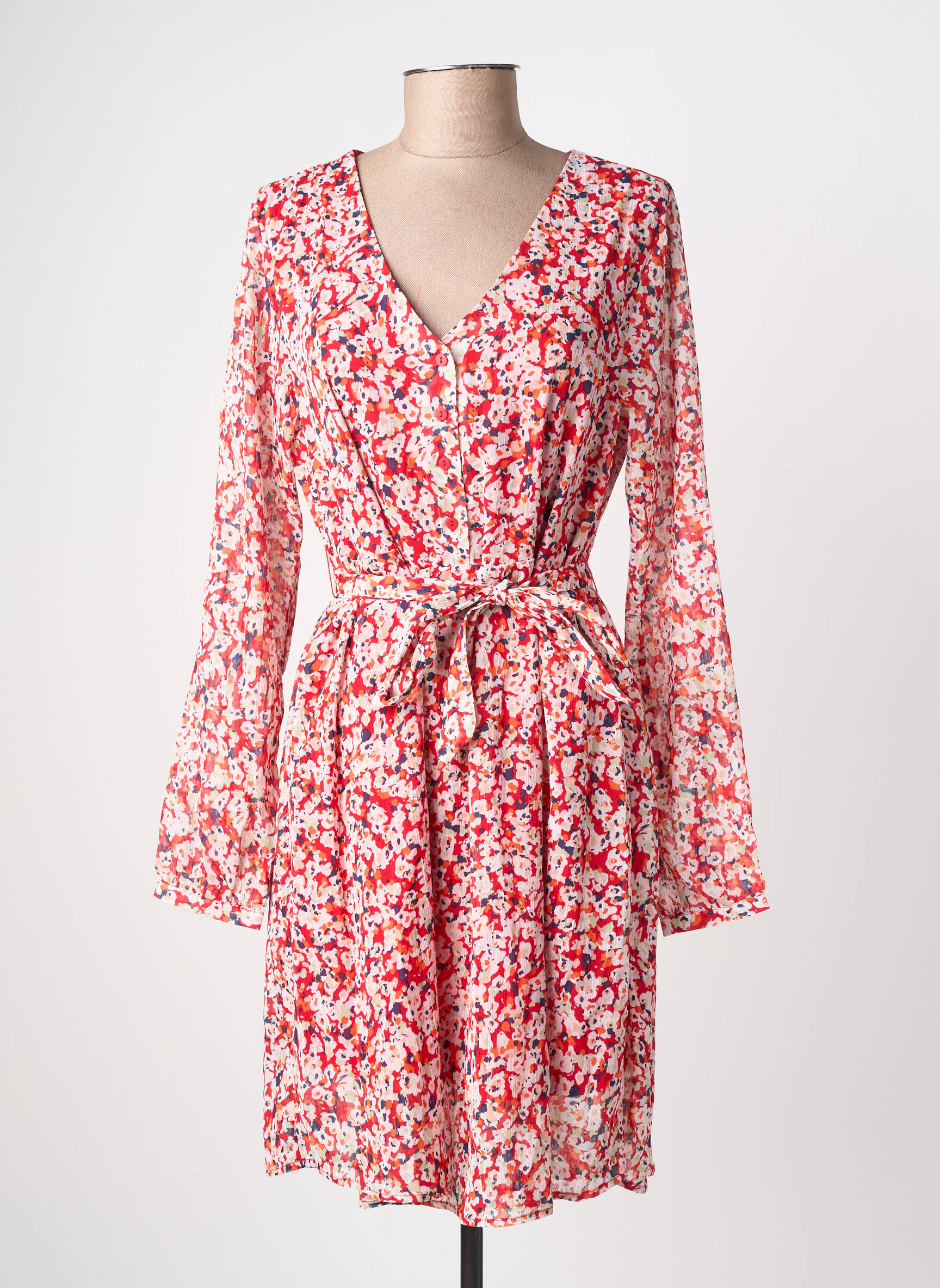 Robe courte manches longues manches longues rouge ONLY femme
