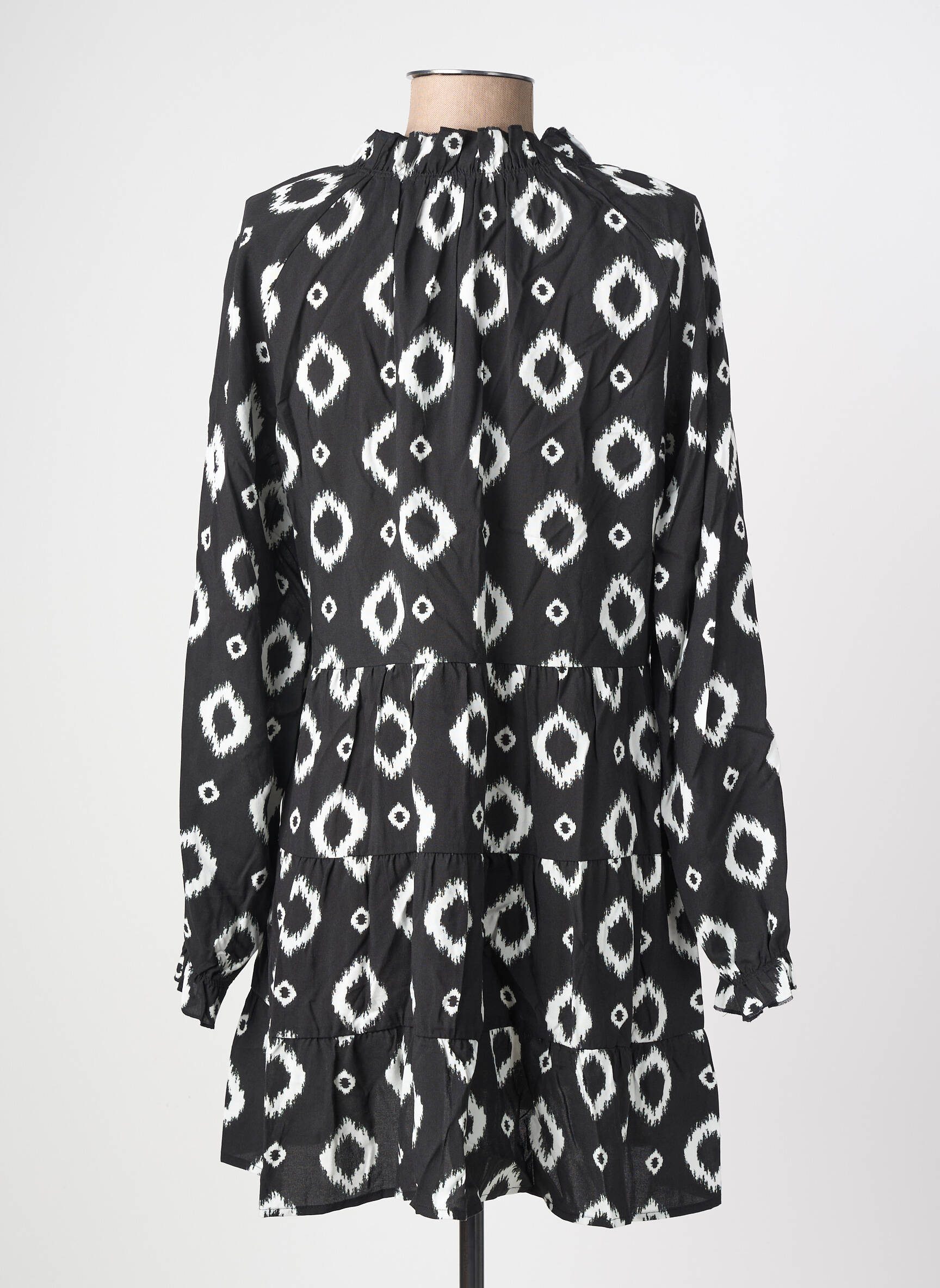 Robe courte coupe évasée manches longues noir TIFFOSI femme