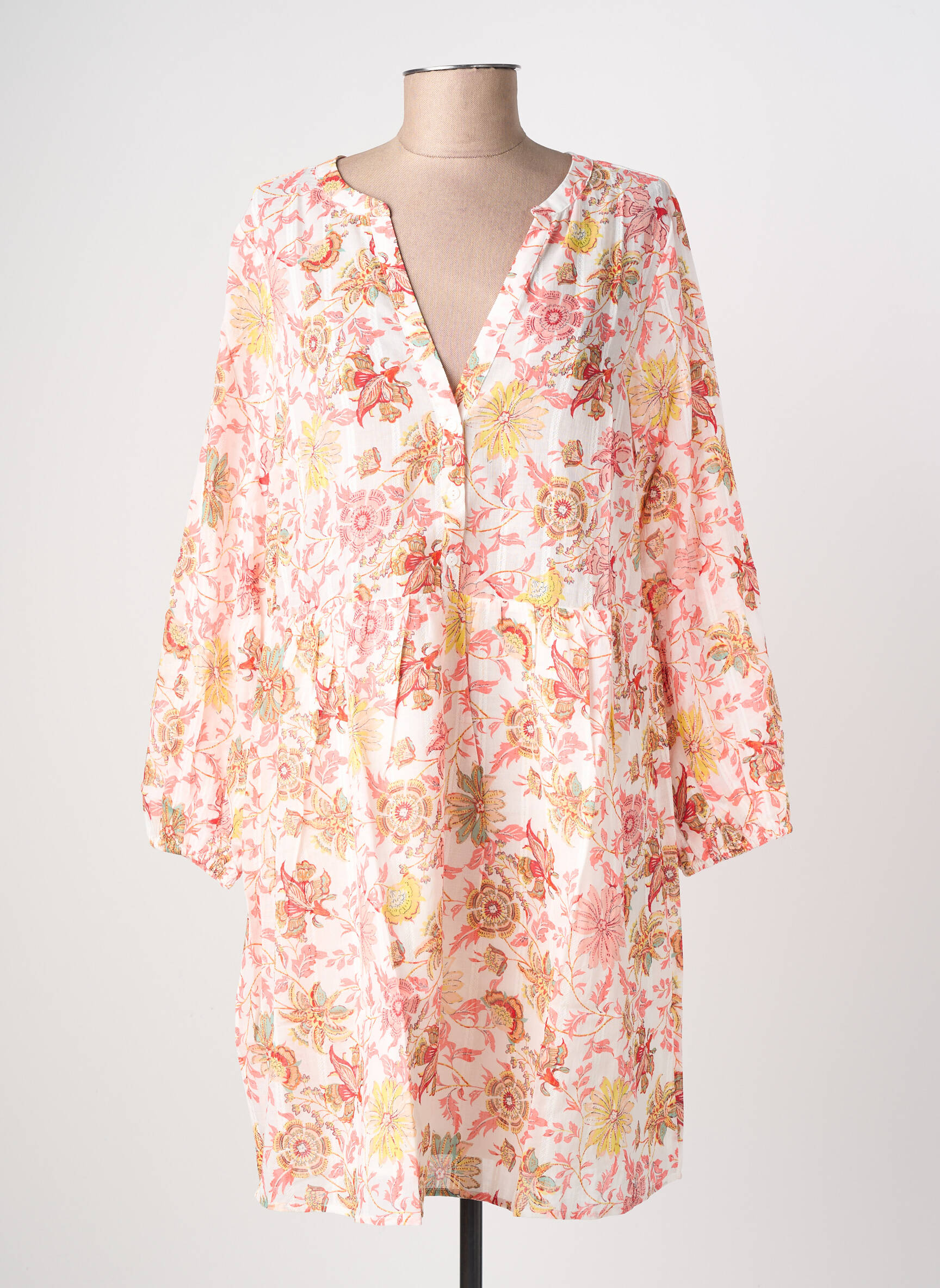 Robe courte coupe fluide manches longues rose LPB LES PETITES BOMBES  femme