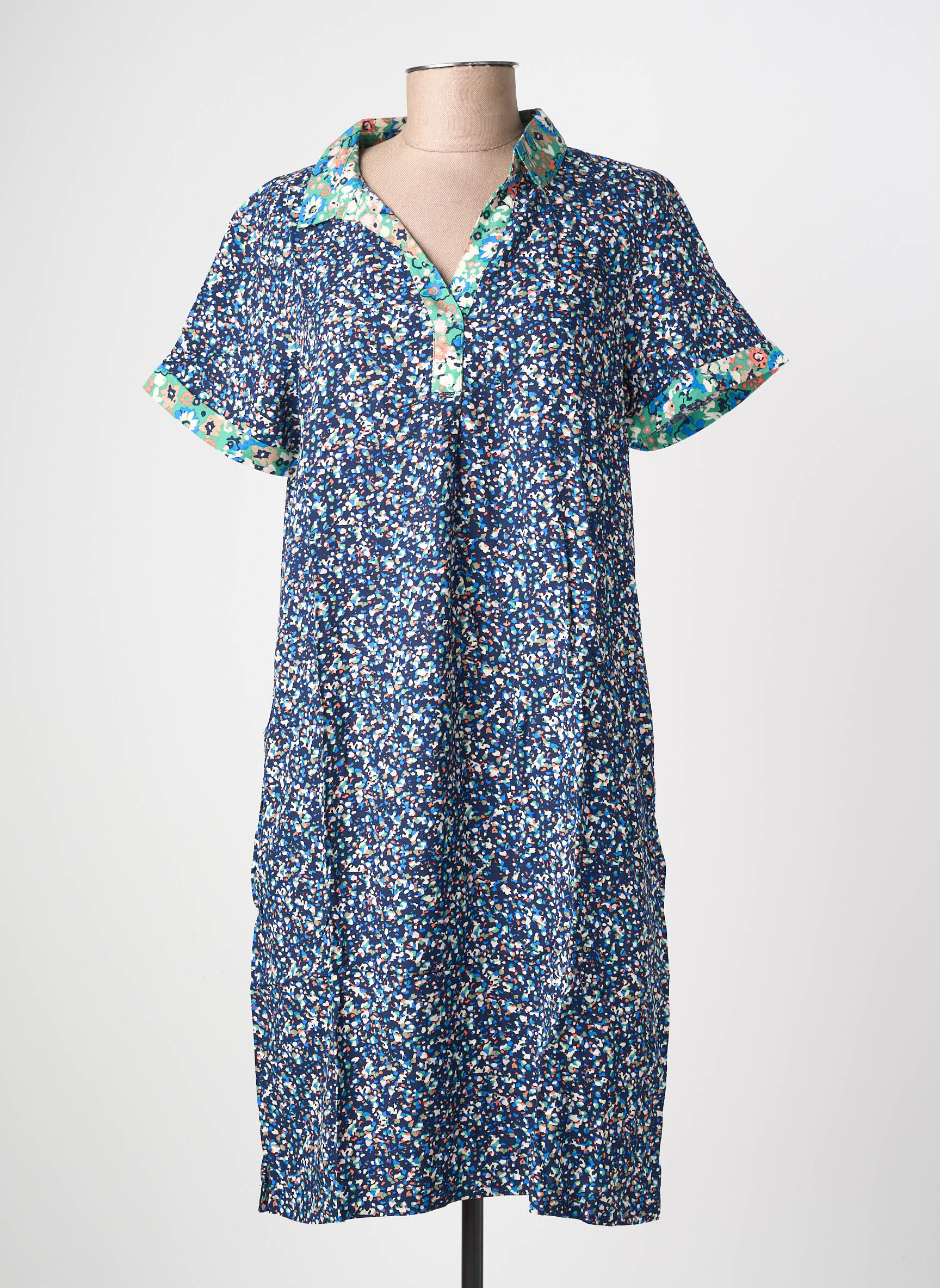 Robe courte manches courtes manches courtes bleu LILY & ME femme