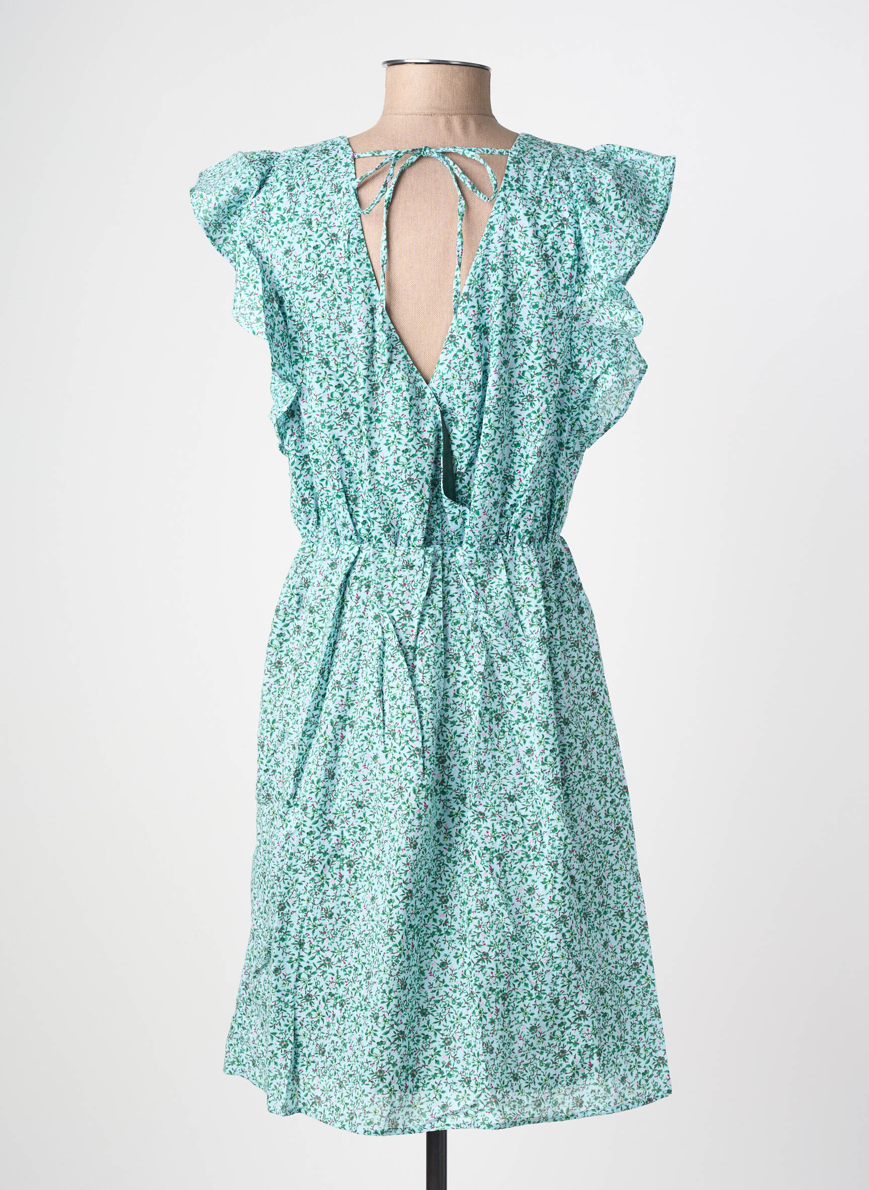 Robe courte manches courtes manches courtes vert C'EST BEAU LA VIE femme
