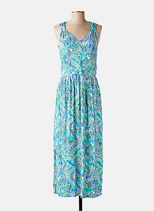 Robe longue imprimé fantaisie sans manche bleu JULIE GUERLANDE femme
