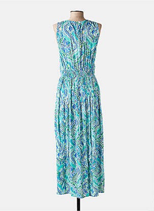 Robe longue imprimé fantaisie sans manche bleu JULIE GUERLANDE femme