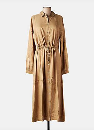 Robe longue manches longues manches longues marron KAFFE femme