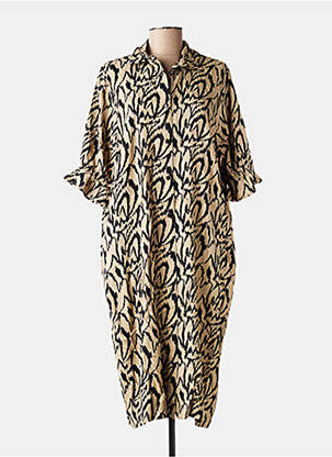 Robe mi-longue manches 3/4 manches 3/4 beige KAFFE femme