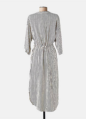 Robe longue tissage popeline manches 3/4 beige KAFFE femme