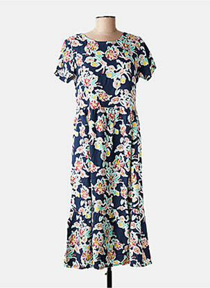 Robe longue imprimé fleurs manches courtes bleu LILY & ME femme