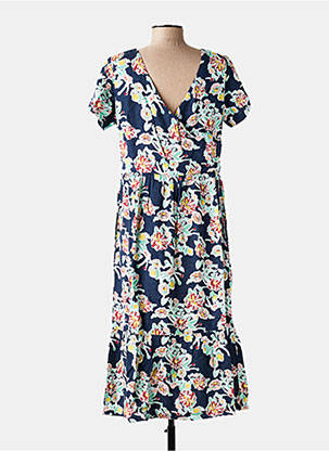 Robe longue imprimé fleurs manches courtes bleu LILY & ME femme