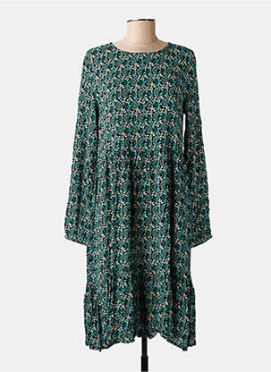 Robe mi-longue coupe fluide manches longues vert KAFFE femme