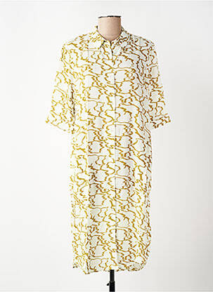 Robe mi-longue coupe fluide manches courtes beige ZILCH femme