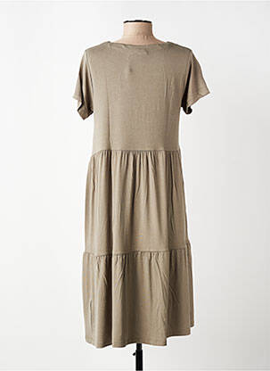 Robe mi-longue manches courtes manches courtes vert KAFFE femme