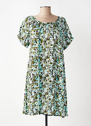 Robe courte coupe évasée manches courtes bleu KAFFE femme