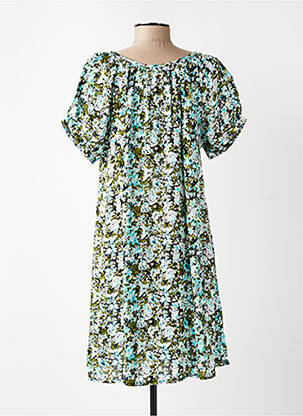 Robe courte coupe évasée manches courtes bleu KAFFE femme