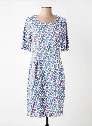 Robe mi-longue imprimé fantaisie manches courtes bleu ZILCH femme