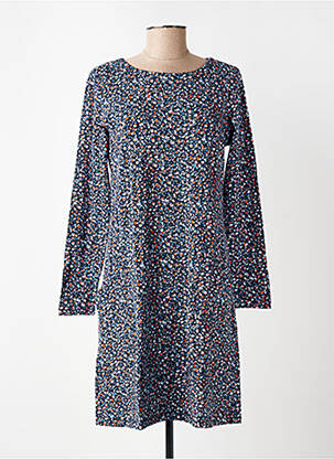 Robe mi-longue imprimé fantaisie manches longues bleu LILY & ME femme