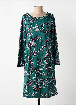 Robe mi-longue imprimé fleurs manches longues vert LILY & ME femme