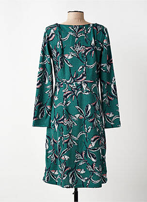 Robe mi-longue imprimé fleurs manches longues vert LILY & ME femme