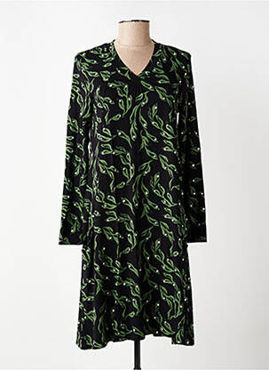 Robe mi-longue imprimé fantaisie manches longues noir ZILCH femme