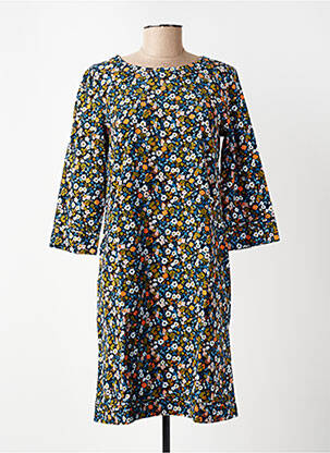 Robe mi-longue imprimé fleurs manches 3/4 noir LILY & ME femme