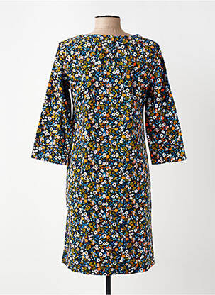 Robe mi-longue imprimé fleurs manches 3/4 noir LILY & ME femme