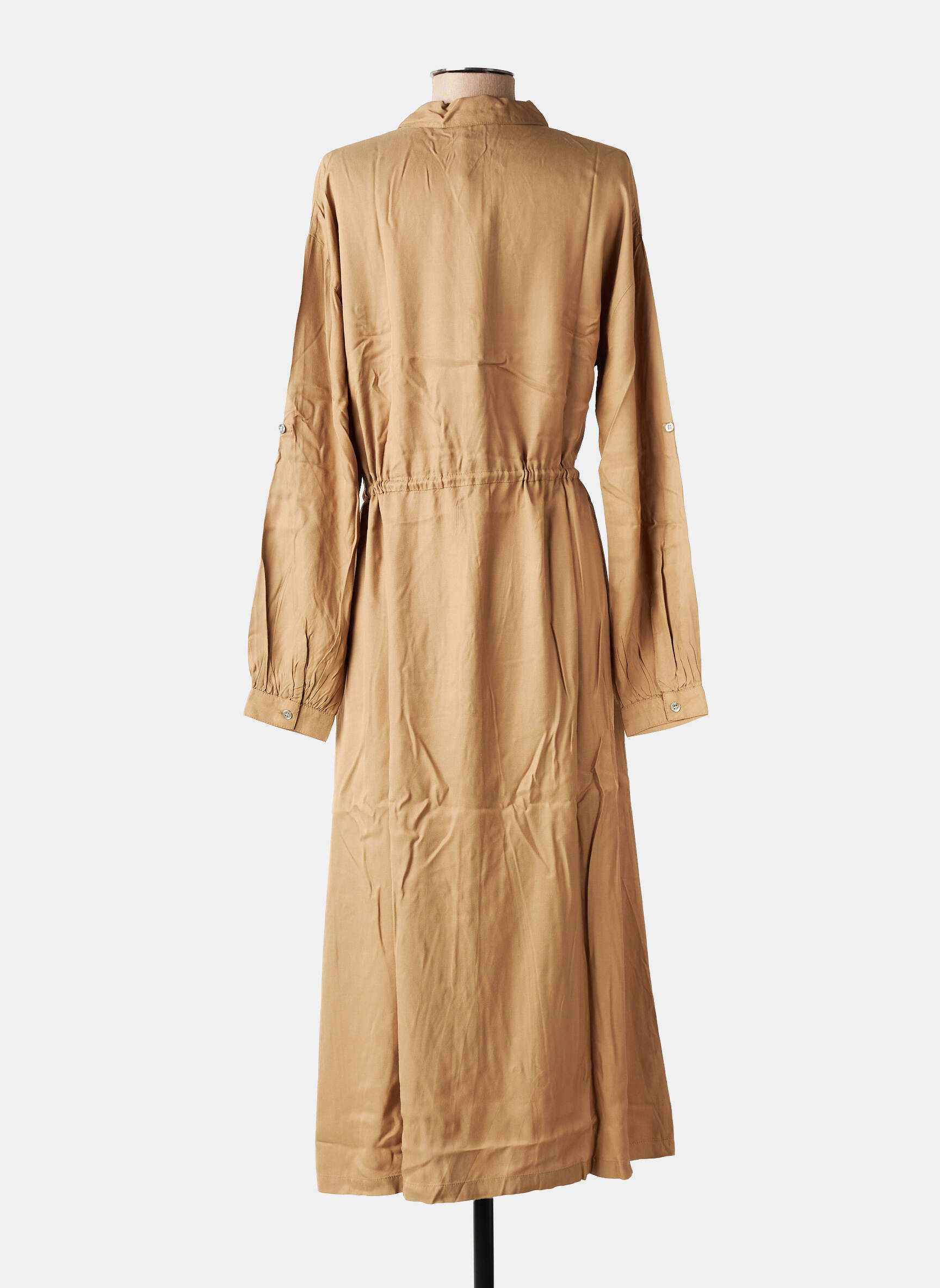 Robe longue manches longues manches longues marron KAFFE femme