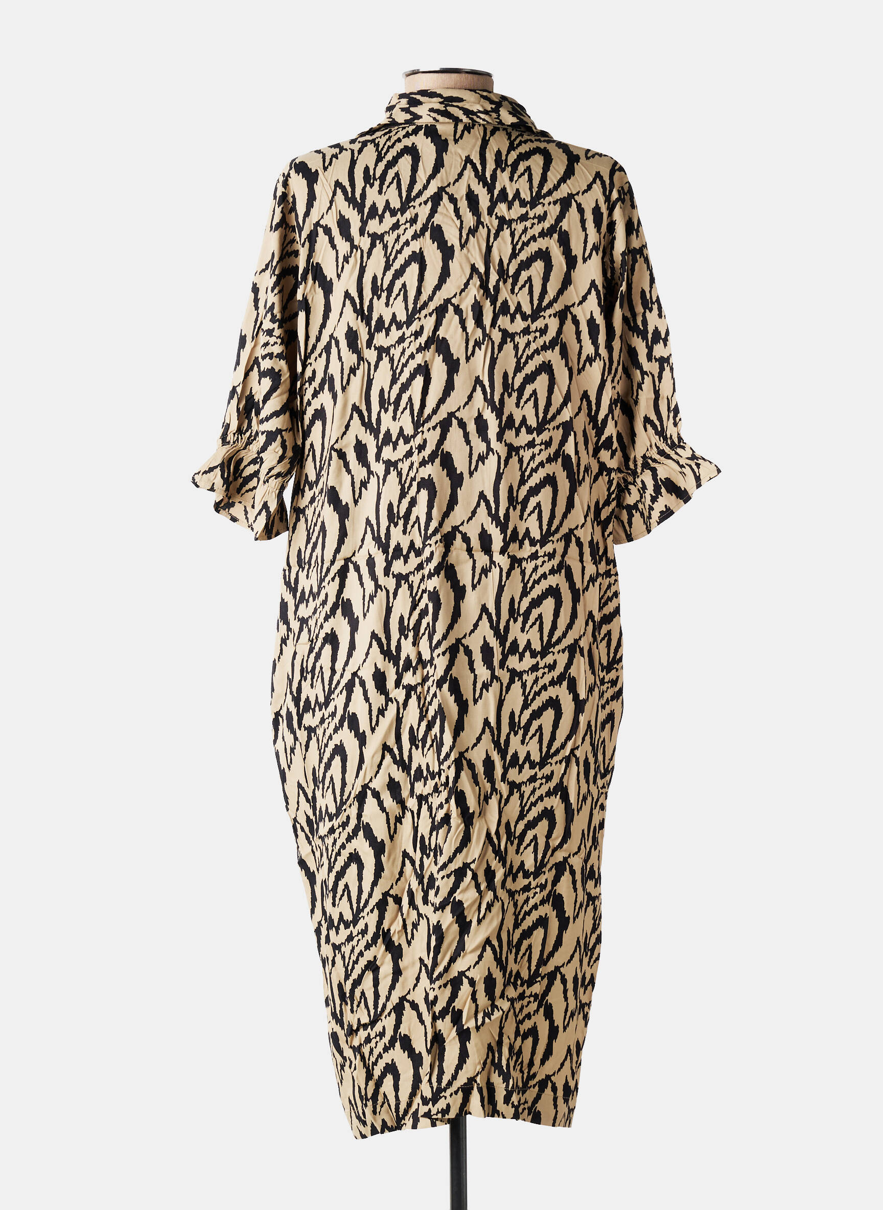 Robe mi-longue manches 3/4 manches 3/4 beige KAFFE femme