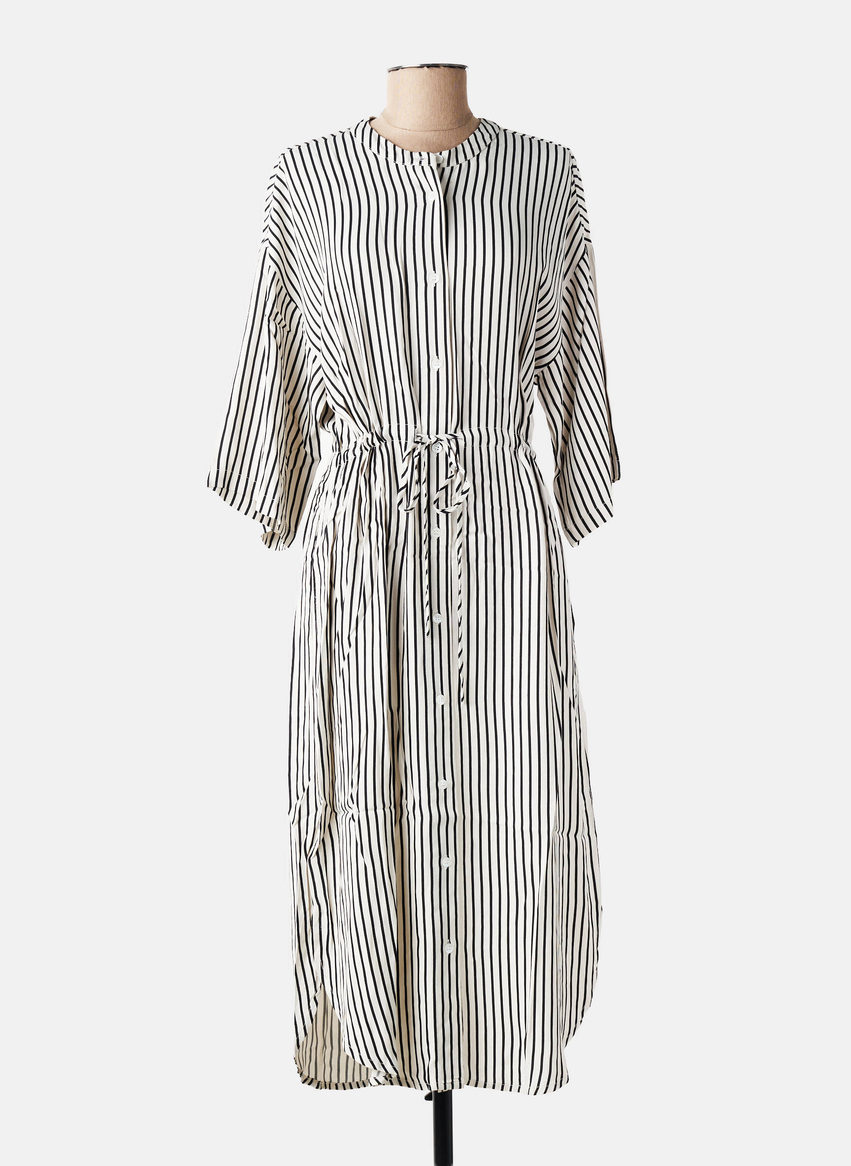 Robe longue coupe cintrée manches 3/4 beige KAFFE femme