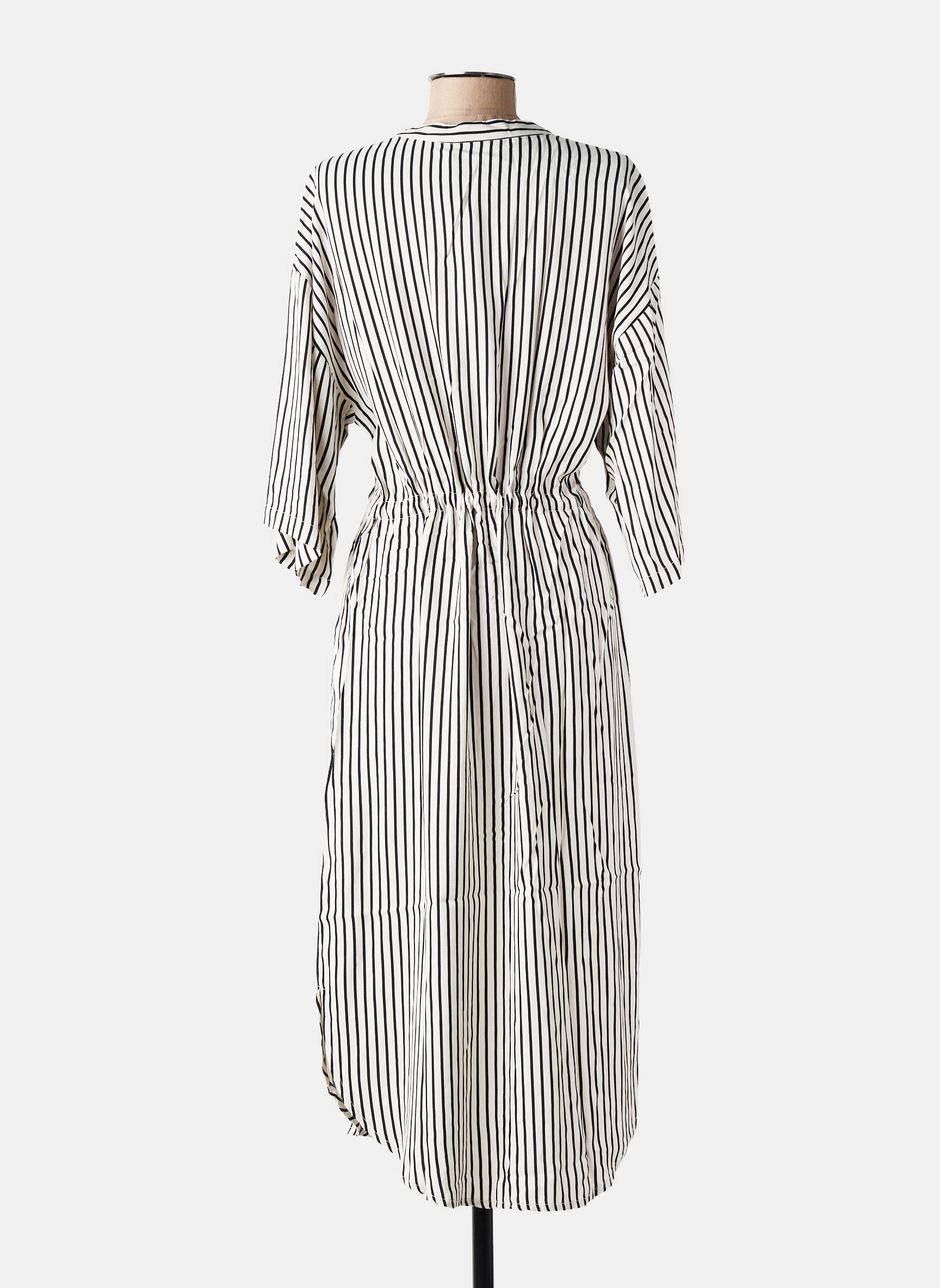 Robe longue coupe cintrée manches 3/4 beige KAFFE femme
