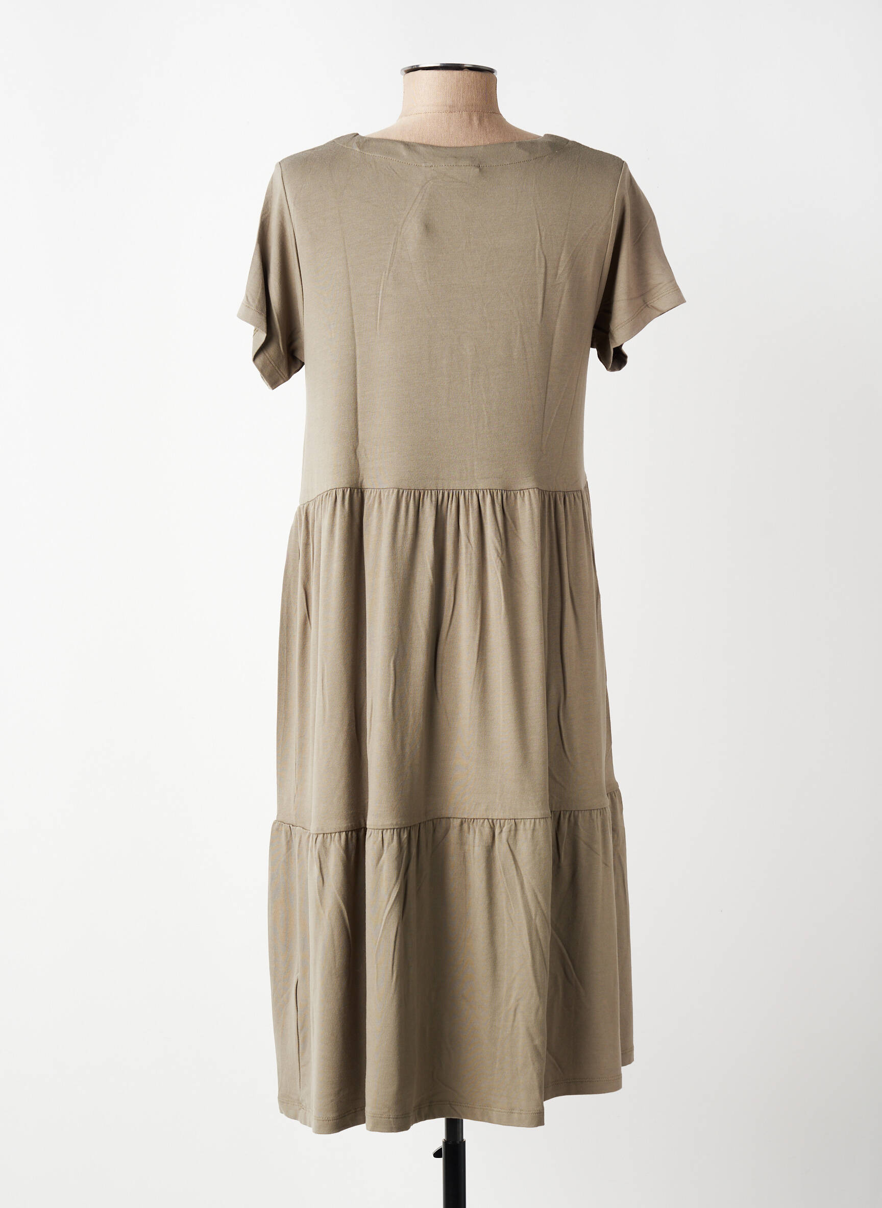 Robe mi-longue manches courtes manches courtes vert KAFFE femme