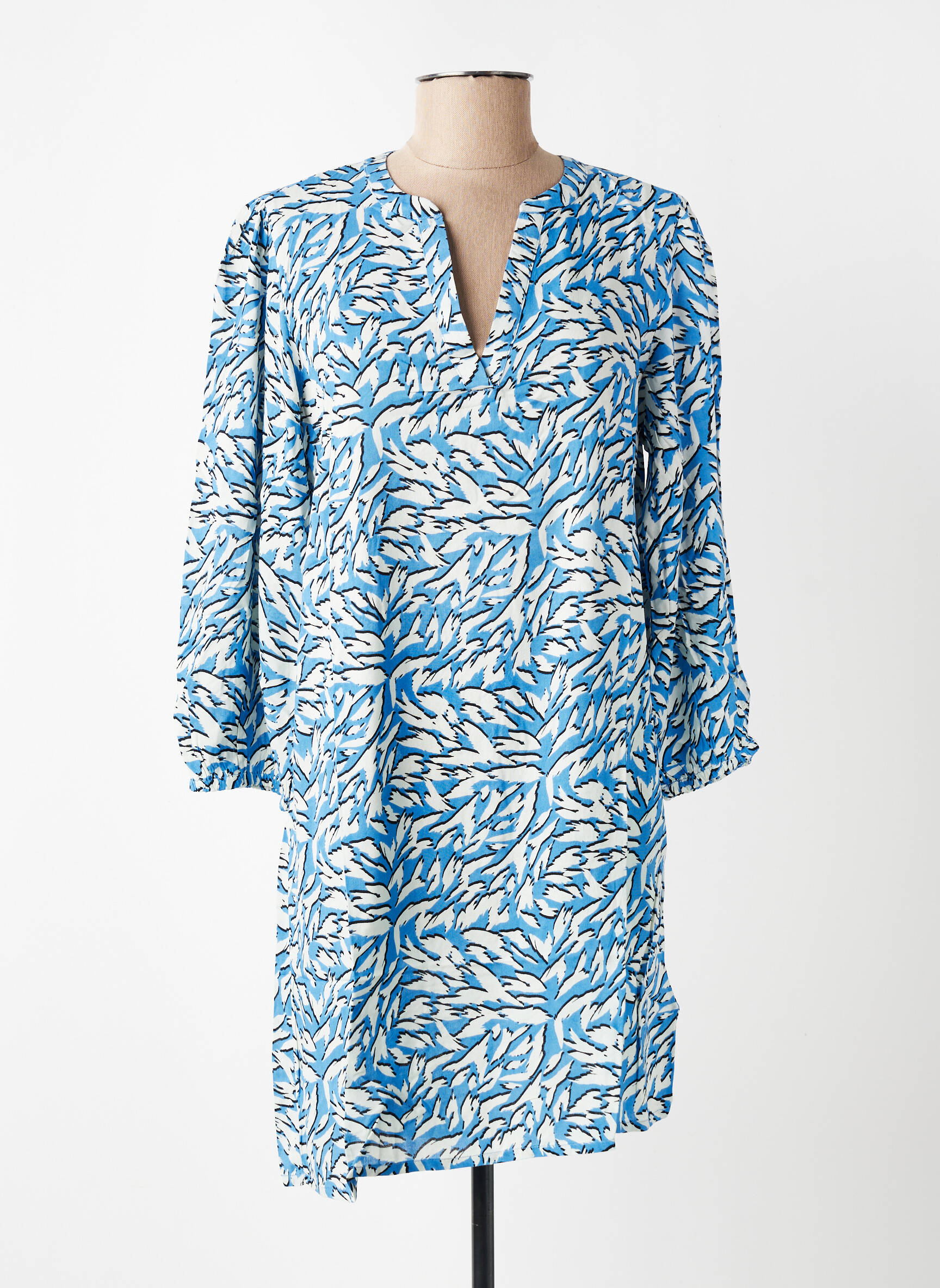 Robe courte manches longues manches longues bleu KAFFE femme
