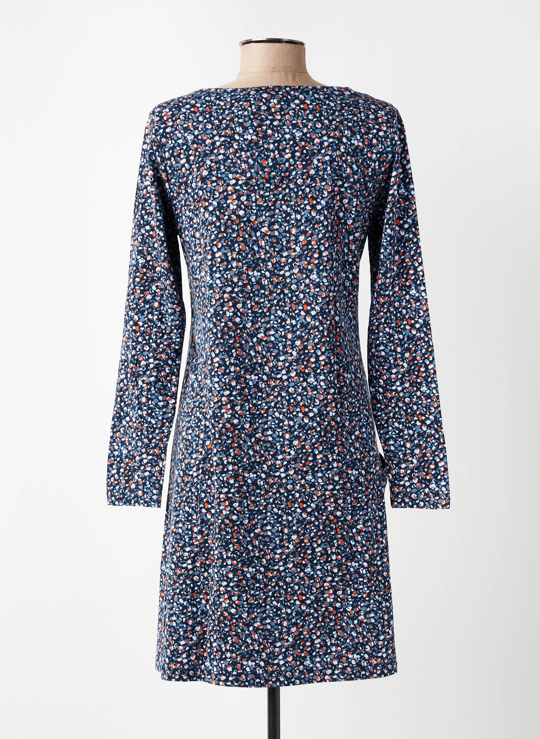 Robe mi-longue imprimé fantaisie manches longues bleu LILY & ME femme