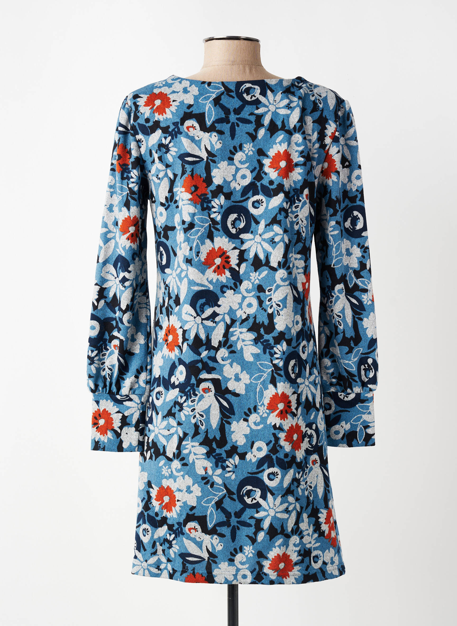 Robe courte manches longues manches longues bleu LILY & ME femme