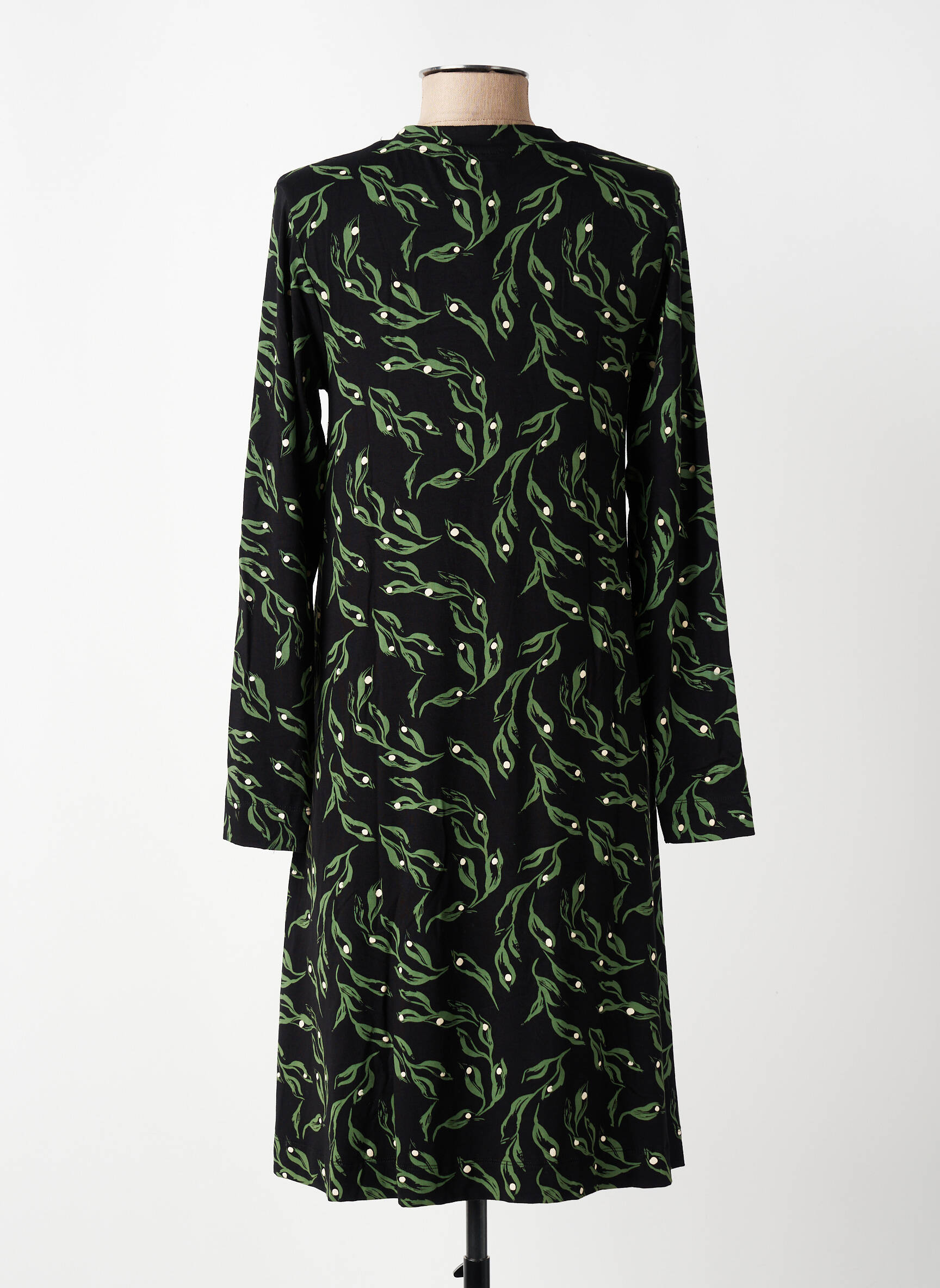 Robe mi-longue imprimé fantaisie manches longues noir ZILCH femme