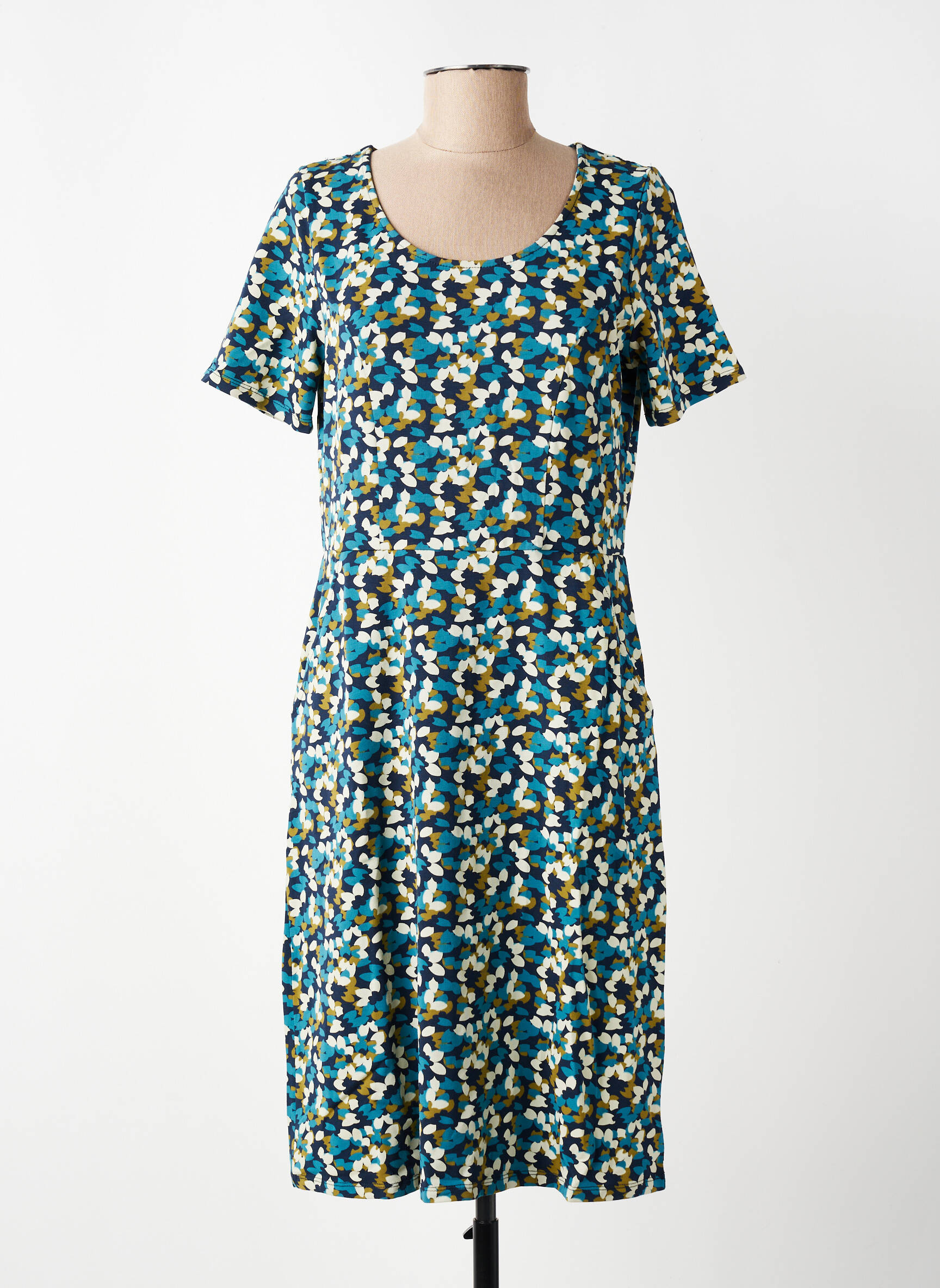Robe mi-longue manches courtes manches courtes bleu ZILCH femme