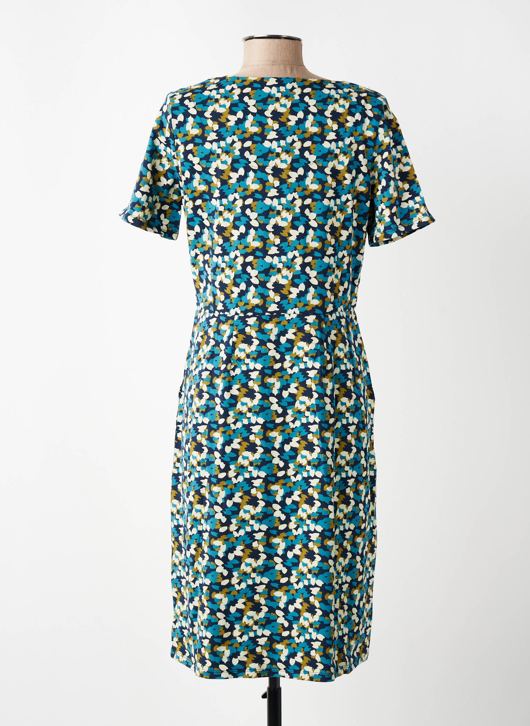 Robe mi-longue manches courtes manches courtes bleu ZILCH femme