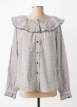 Blouse poignets boutonnés avec fente manches longues marron CERISE BLUE femme