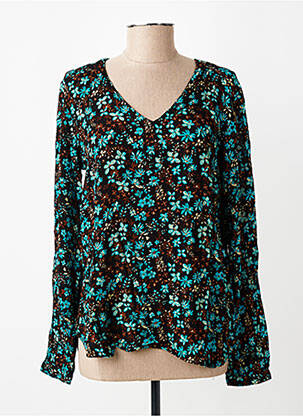 Top tissage crêpe manches longues bleu KAFFE femme