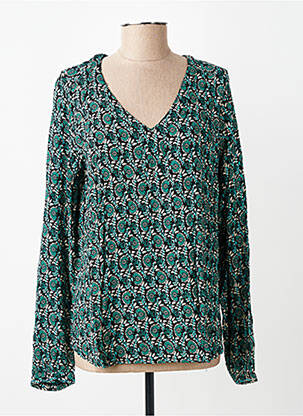 Top tissage crêpe manches longues vert KAFFE femme
