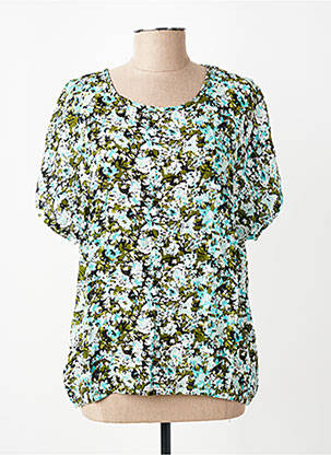 Top tissage crêpe manches courtes bleu KAFFE femme