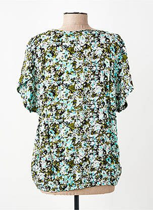 Top tissage crêpe manches courtes bleu KAFFE femme
