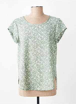 Top tissage crêpe manches courtes vert ONLY femme
