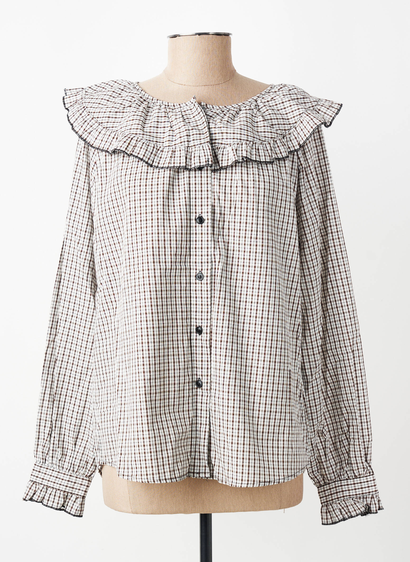 Blouse poignets boutonnés avec fente manches longues marron CERISE BLUE femme