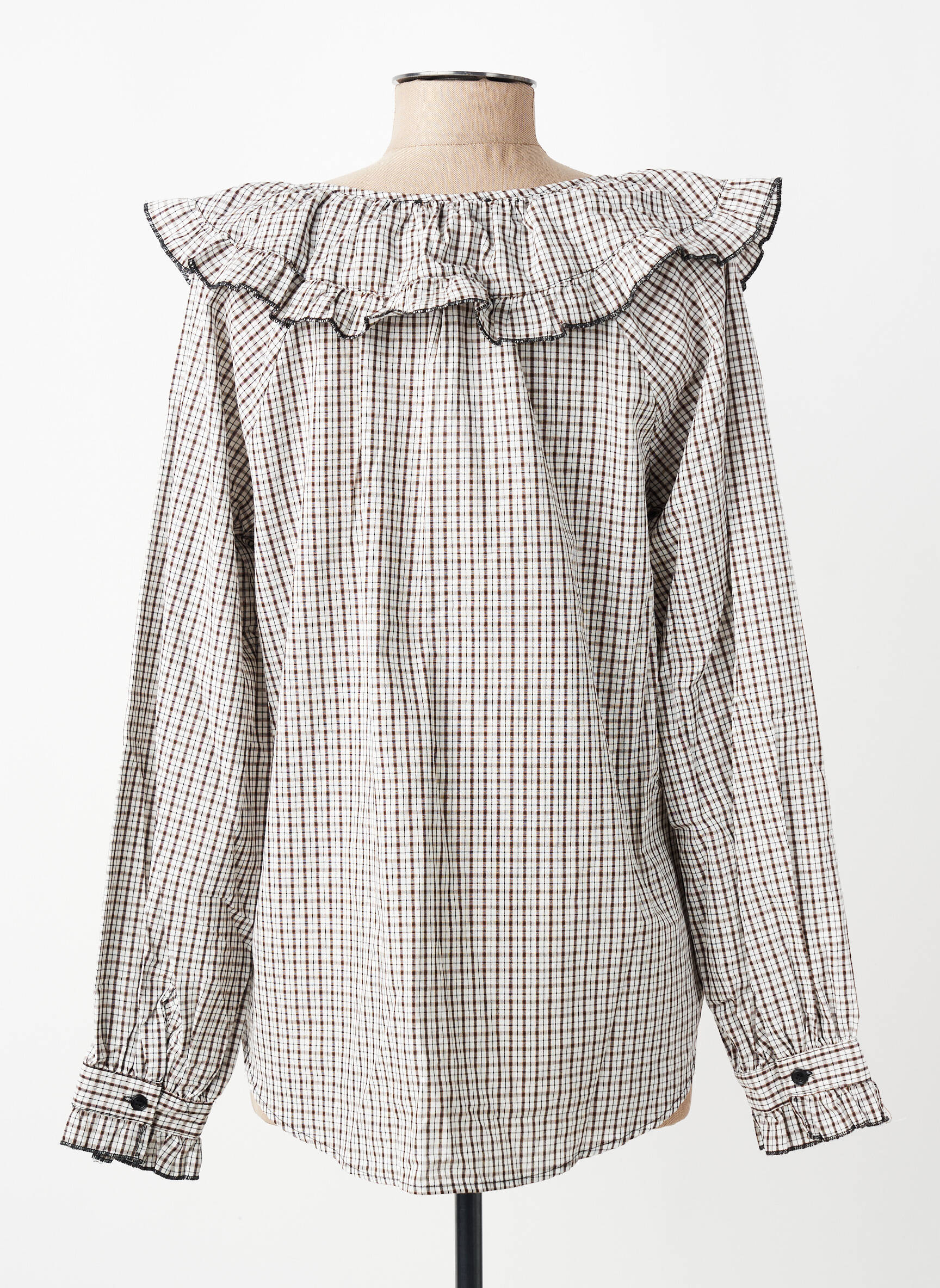 Blouse poignets boutonnés avec fente manches longues marron CERISE BLUE femme