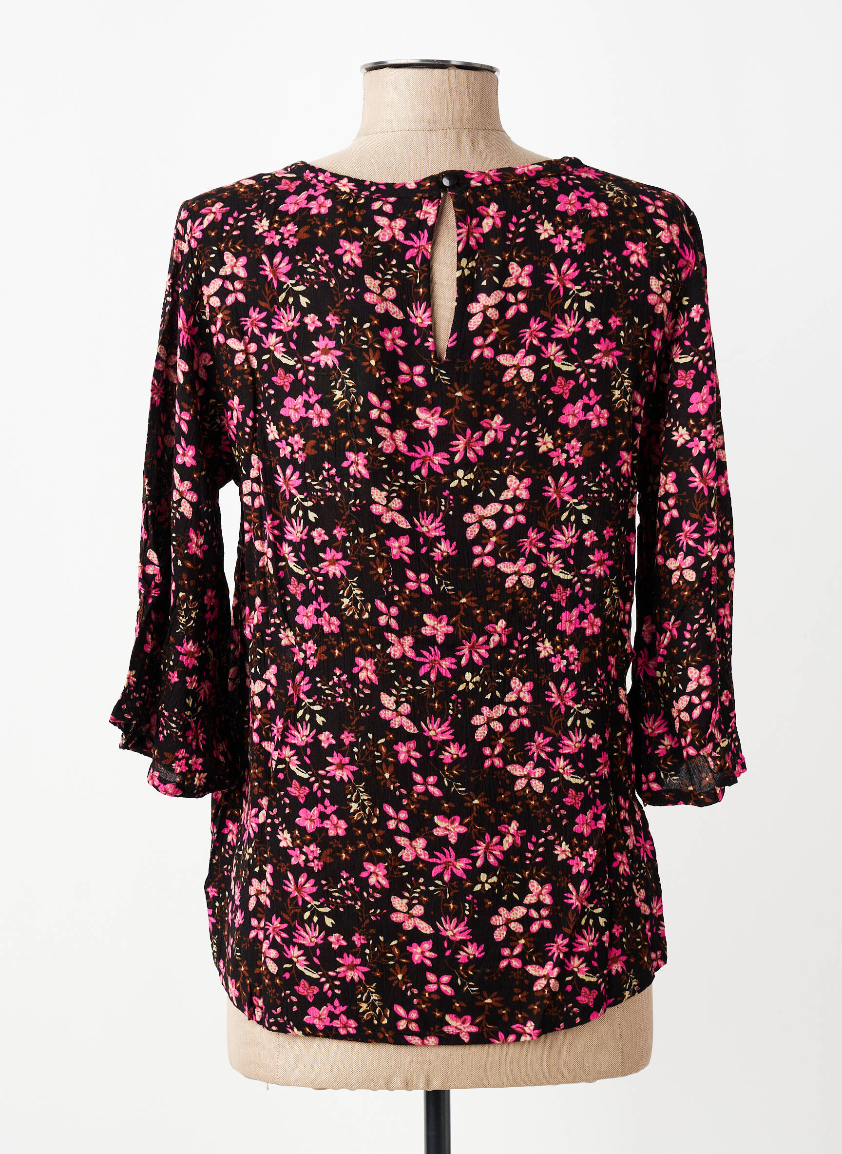 Top tissage crêpe manches 3/4 rose KAFFE femme