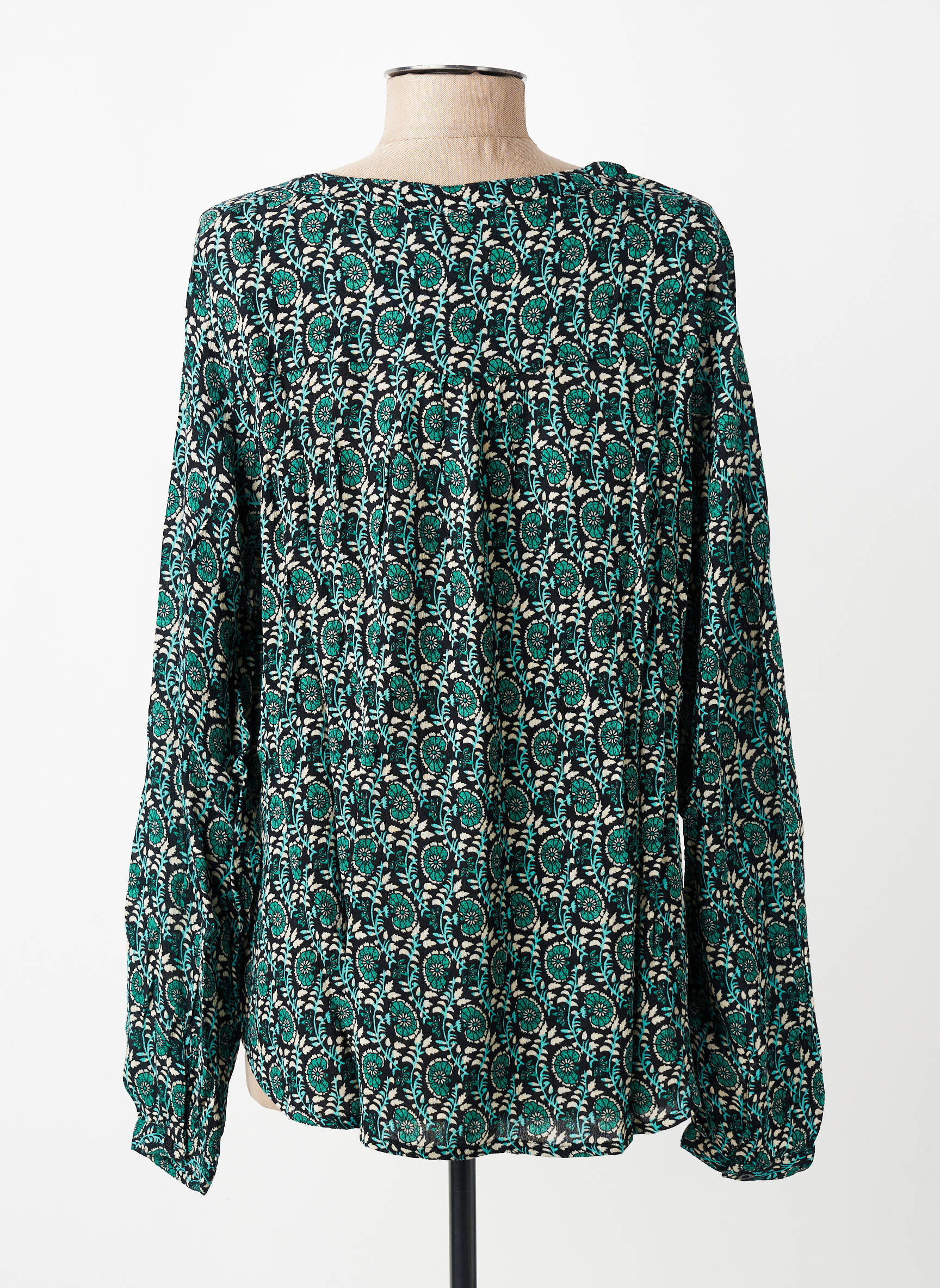 Top tissage crêpe manches longues vert KAFFE femme