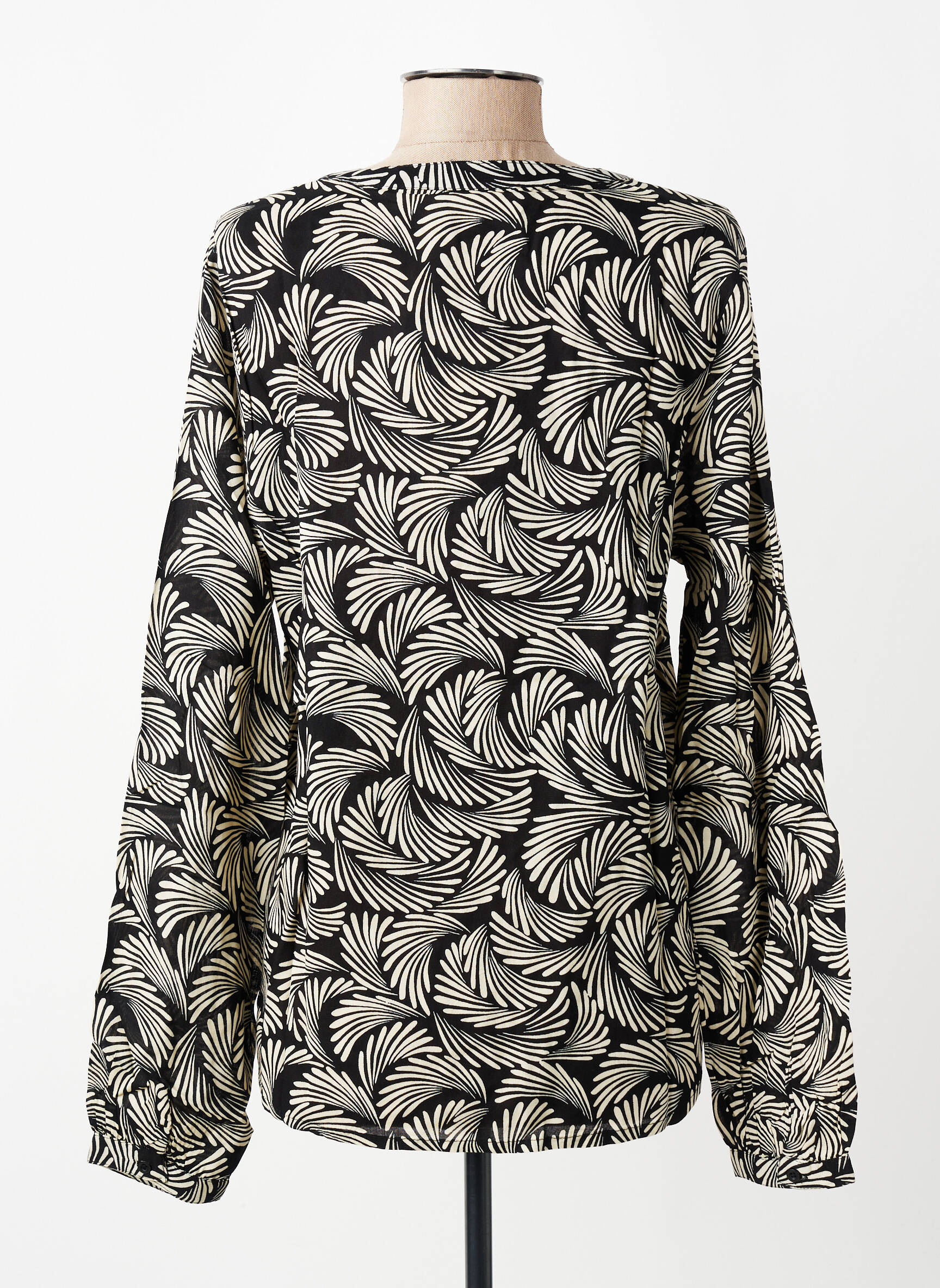 Top imprimé fantaisie manches longues noir KAFFE femme