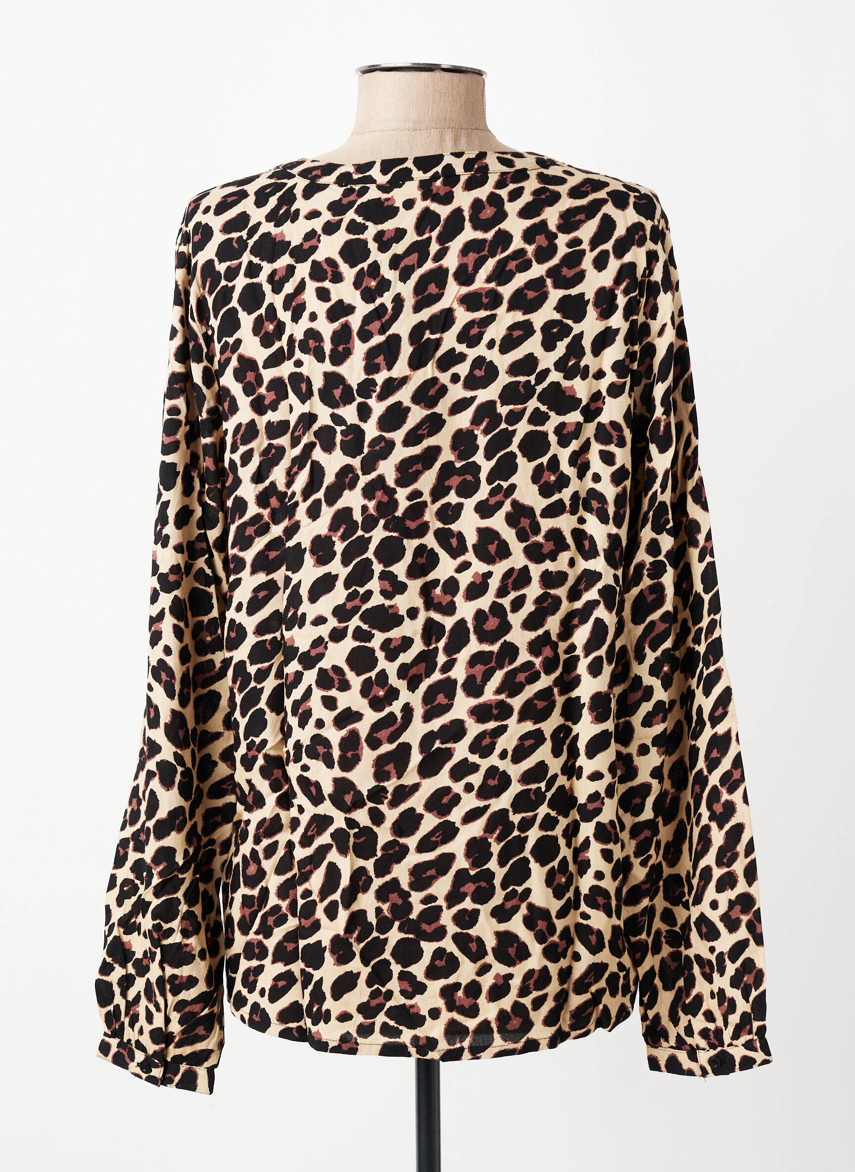 Top coupe fluide manches longues marron KAFFE femme
